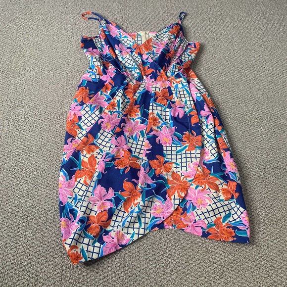 Yumi‎ Kim Womens Dress Size Medium Multicolor Check Floral Tulip Sleeveless - Picture 1 of 10